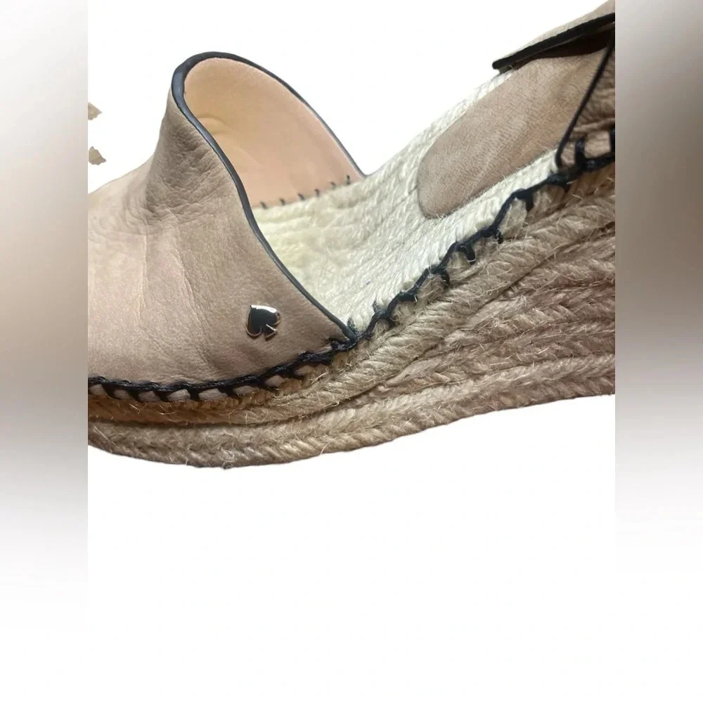 KATE SPADE FELIPA LEATHER Espadrilles Wedge Sandal Slingback PEANUT Tan 9.5M